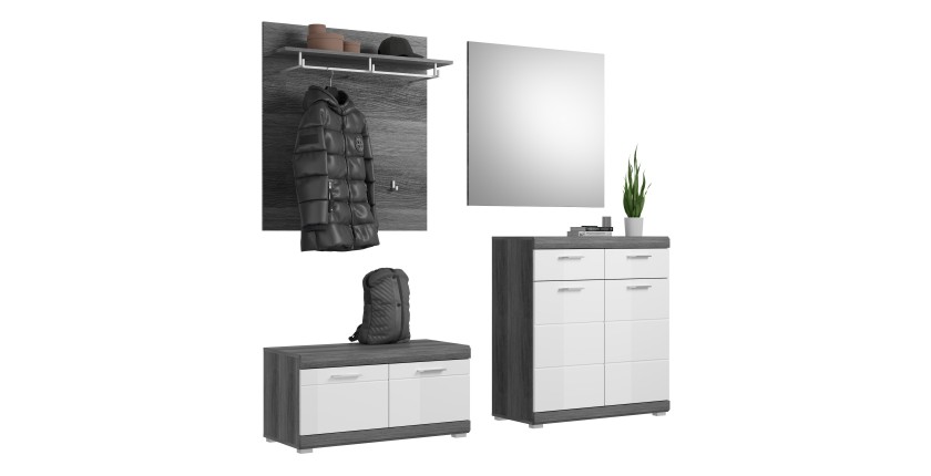 Ensemble d'entrée SCOTT – Meubles avec miroir, buffet et porte-manteaux 