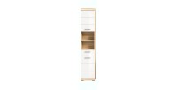 Colonna da bagno RIDLEY - 2 porte, 1 cassetto e 2 nicchie visibili - Bianco e rovere chiaro 