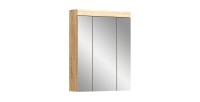 Meuble de rangement avec miroir RIDLEY – Blanc et chêne clair 