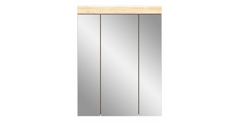 Mueble de almacenamiento con espejo RIDLEY – Blanco y roble claro 
