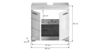 Ensemble de meubles de salle de bain RIDLEY – Meuble sous vasque, colonne et rangement avec miroir – Blanc et chêne clair 