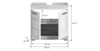 Ensemble de meubles de salle de bain RIDLEY – Meuble sous vasque, rangement miroir, 2 demi colonnes – Blanc et chêne clair 