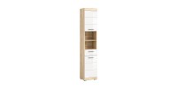 Colonne de salle de bain LEWOTO – 2 portes, 1 tiroir – Blanc et chêne clair 