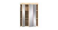 Armoire de rangement avec miroirs LEWOTO – Blanc et chêne – 60x79x18 cm 