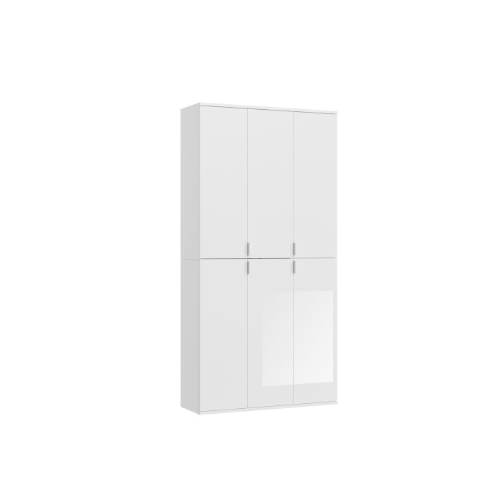 Armoire 6 portes BODITE – Rangement spacieux et design en blanc laqué 