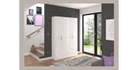 Armoire 8 portes BODITE – Rangement spacieux en blanc laqué 