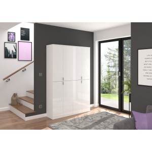Armoire 8 portes BODITE – Rangement spacieux en blanc laqué 