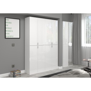 Armoire 8 portes BODITE – Rangement spacieux en blanc laqué 