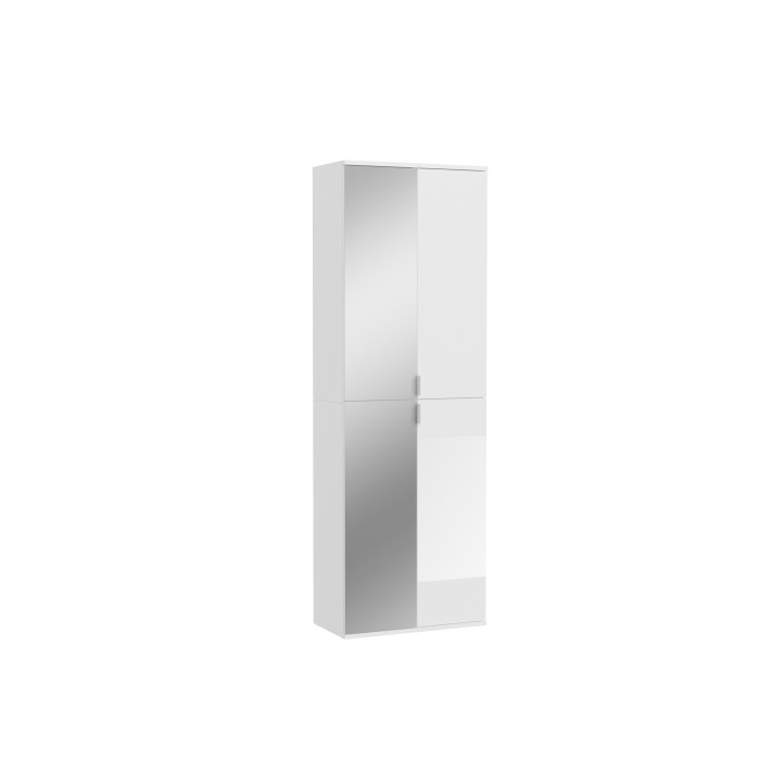 Armoire 4 portes BODITE – 2 portes avec miroirs – Blanc laqué 