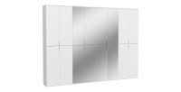 Armoire 16 portes BODITE – 8 portes avec miroirs – Blanc laqué 