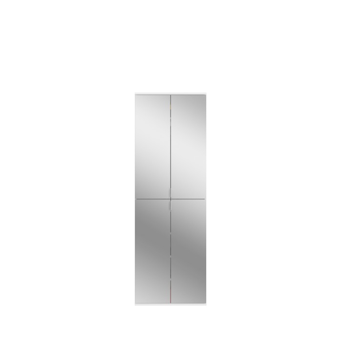Armoire 8 portes BODITE – 4 portes avec miroirs – Blanc laqué 