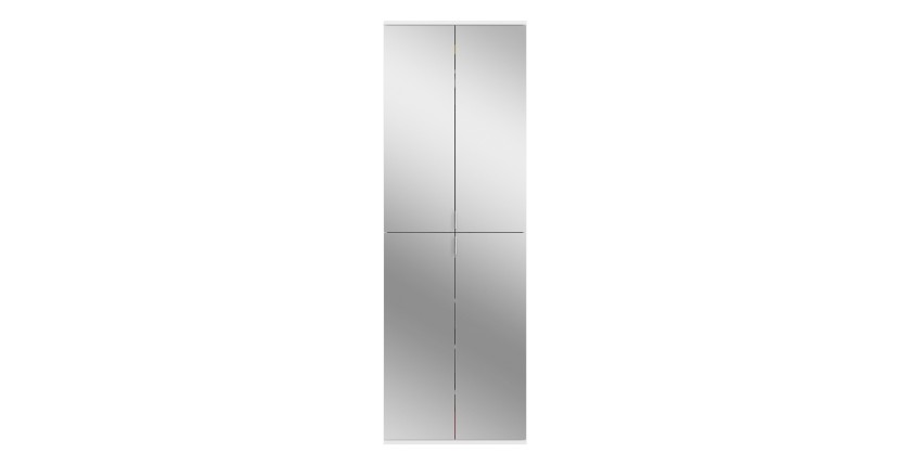 Armoire 8 portes BODITE – 4 portes avec miroirs – Blanc laqué 