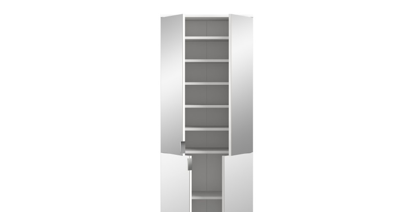 Armoire 8 portes BODITE – 4 portes avec miroirs – Blanc laqué 