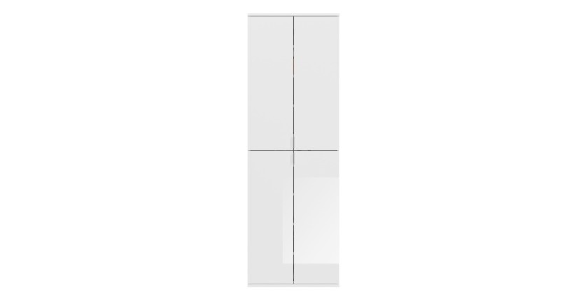 Armoire de rangement 8 portes BODITE – Blanc laqué – 4 portes avec miroirs 