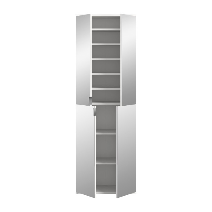 Armoire de rangement 8 portes BODITE – Blanc laqué – 4 portes avec miroirs 