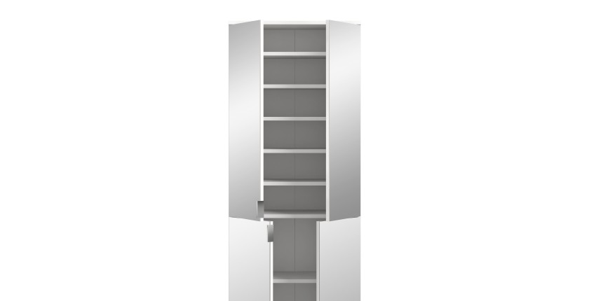Armoire de rangement 8 portes BODITE – Blanc laqué – 4 portes avec miroirs 