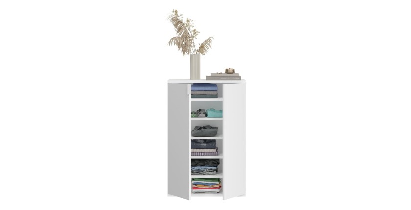 Buffet BODITE – 4 portes – Blanc laqué – Design moderne 