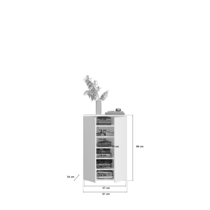 Buffet BODITE – 4 portes – Blanc laqué – Design moderne 