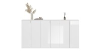 Buffet BODITE – 6 portes – Blanc laqué – Grand meuble de rangement 