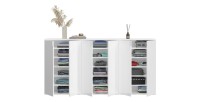 Buffet BODITE – 6 portes – Blanc laqué – Grand meuble de rangement 