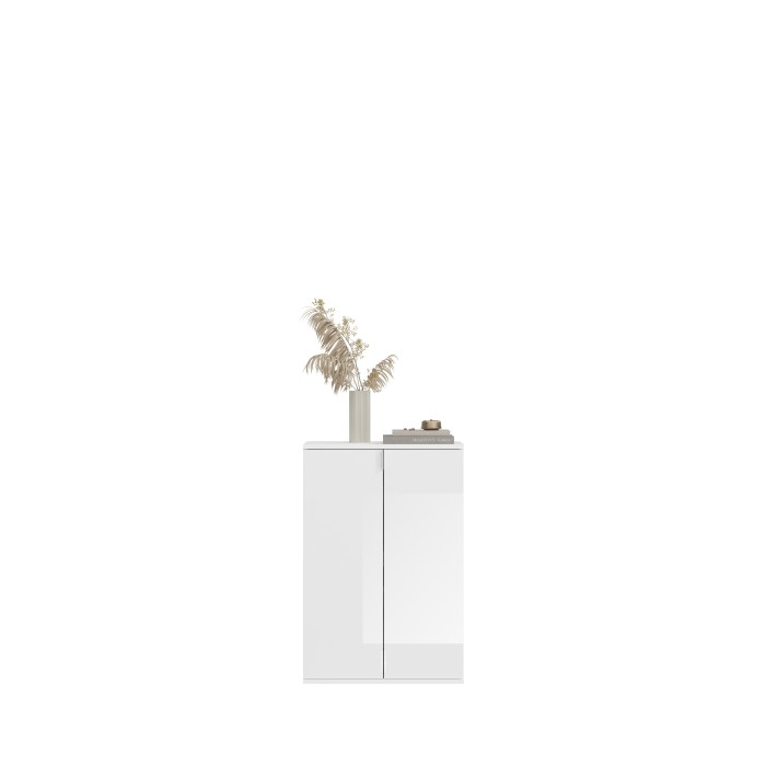 Buffet BODITE – 5 portes – Blanc laqué – Élégance et rangement optimal 