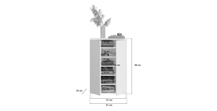 Buffet BODITE – 3 portes – Blanc laqué – Design compact et moderne 