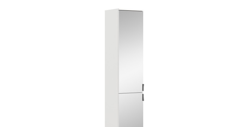 Armoire de rangement BODITE – 2 portes avec miroirs – Blanc laqué – Élégance et fonctionnalité 