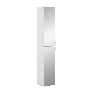 Armoire de rangement BODITE – 2 portes avec miroirs – Blanc laqué – Élégance et fonctionnalité 