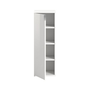 Meuble de rangement BODITE – 1 porte – Blanc laqué – Compact et moderne 