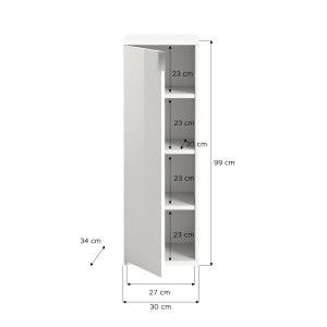Meuble de rangement BODITE – 1 porte – Blanc laqué – Compact et moderne 
