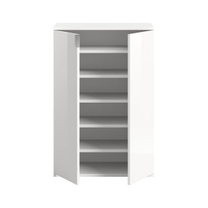 Meuble de rangement BODITE – 2 portes – Blanc laqué – Compact et pratique 
