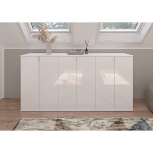 Meuble de rangement BODITE – 2 portes – Blanc laqué – Compact et pratique 