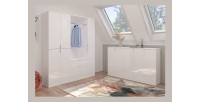 Meuble de rangement BODITE – 2 portes – Blanc laqué – Compact et pratique 
