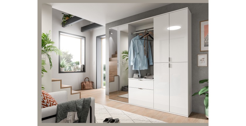 Meuble de rangement BODITE – 2 tiroirs – Blanc laqué – Élégance et praticité 