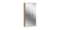 Armoire de rangement BODITE – 6 portes avec miroirs – Chêne clair – Élégance et fonctionnalité 