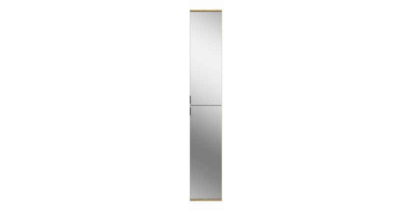 Armoire de rangement BODITE – 6 portes avec miroirs – Chêne clair – Élégance et fonctionnalité 