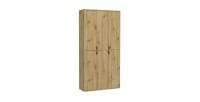 Armoire de rangement BODITE – 6 portes – Chêne clair – Style classique et spacieux 