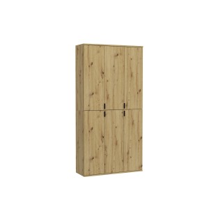 Armoire de rangement BODITE – 6 portes – Chêne clair – Style classique et spacieux 