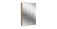 Armoire de rangement BODITE – 8 portes avec miroirs – Chêne clair – Élégance et fonctionnalité 