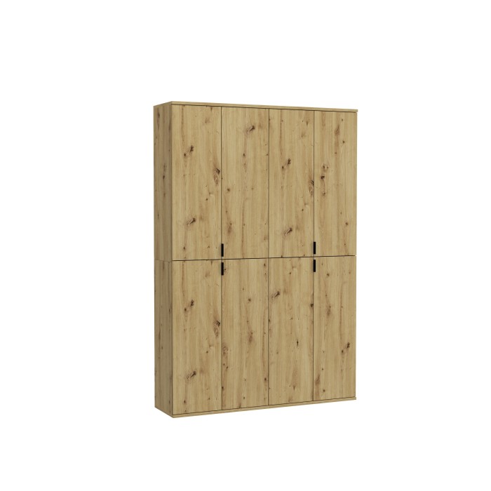 Armoire de rangement BODITE – 8 portes – Chêne clair – Élégance et grande capacité