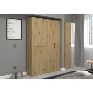 Armoire de rangement BODITE – 8 portes – Chêne clair – Élégance et grande capacité 