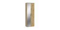 Armoire de rangement BODITE – 4 portes avec miroirs – Chêne clair 