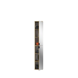 Armoire de rangement BODITE – 4 portes avec miroirs – Chêne clair 