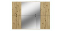 Armoire de rangement BODITE – 16 portes avec miroirs – Chêne clair 