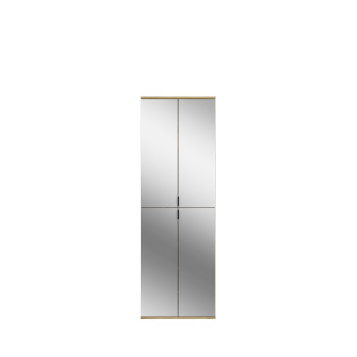 Armoire de rangement BODITE – 12 portes avec miroirs – Chêne clair 