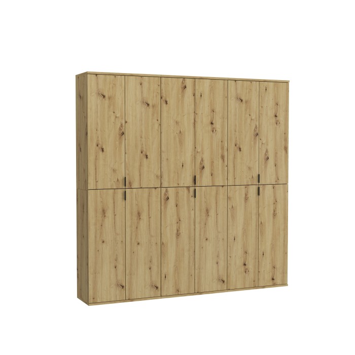 Armoire de rangement BODITE – 12 portes – Chêne clair 