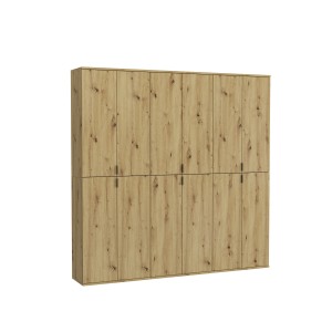 Armoire de rangement BODITE – 12 portes – Chêne clair 