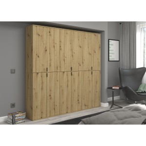 Armoire de rangement BODITE – 12 portes – Chêne clair 