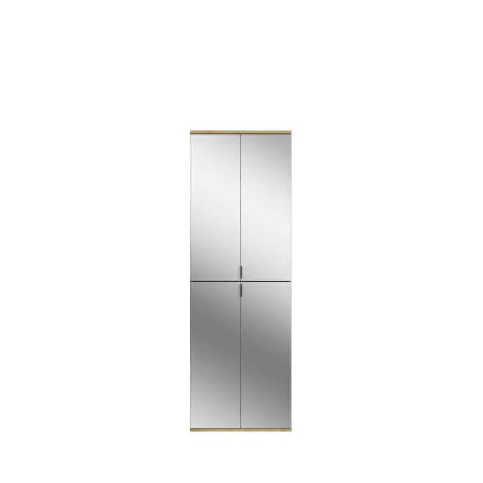 Armoire de rangement 8 portes avec 4 miroirs – Chêne clair – BODITE 