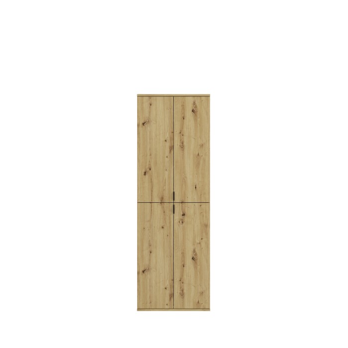 Armoire de rangement 8 portes avec miroirs + penderie + tiroirs – Chêne clair – BODITE 